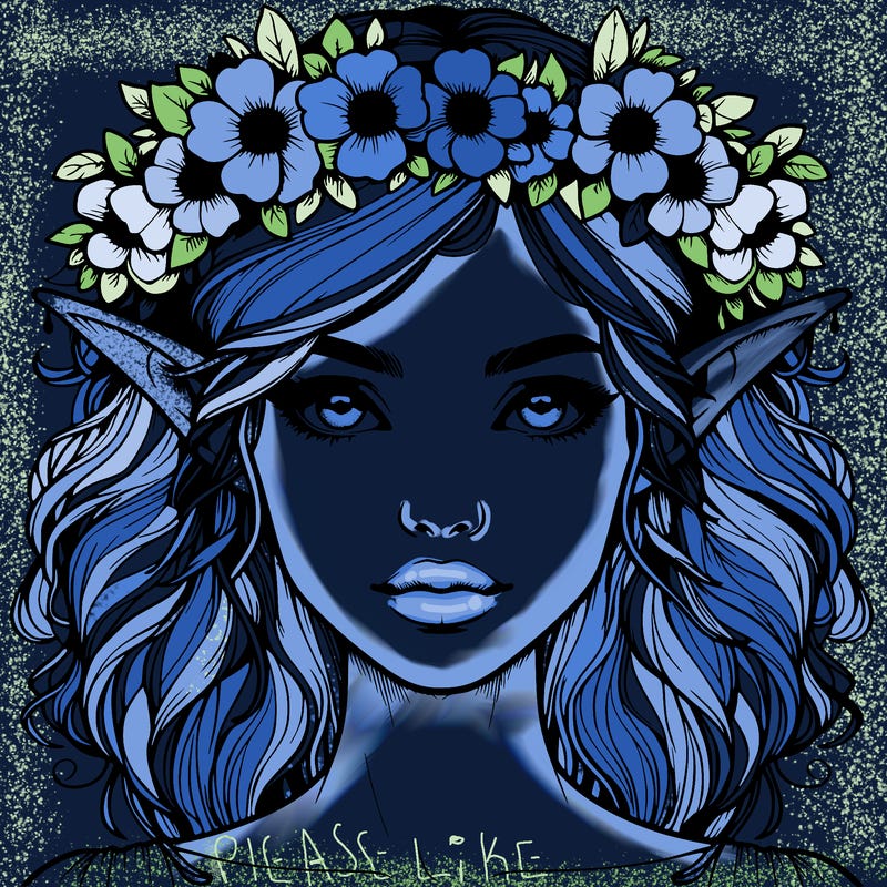 realistic female elf with flower crown