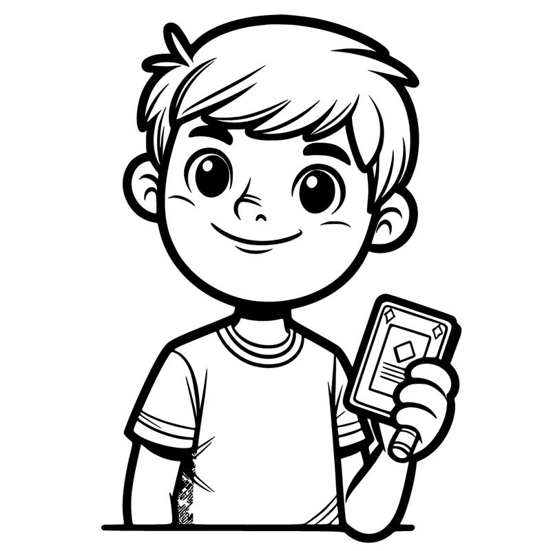picture of boy holding a card