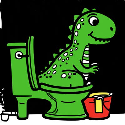 dino on a toilet