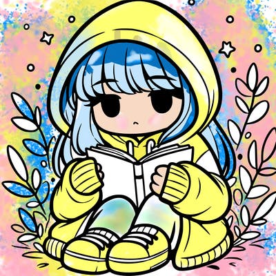 girl in oversized hoodie reading a book