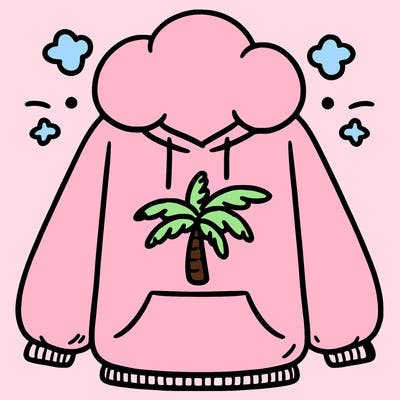 pink palm puff hoodie