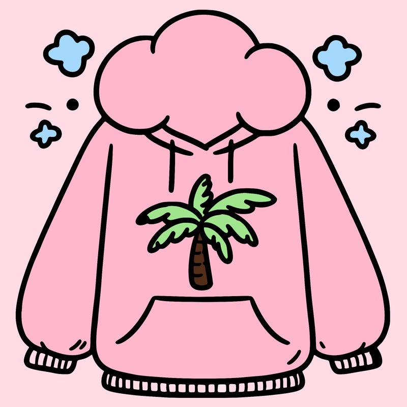 pink palm puff hoodie