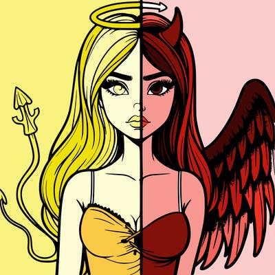 devil vs angel realistic girl