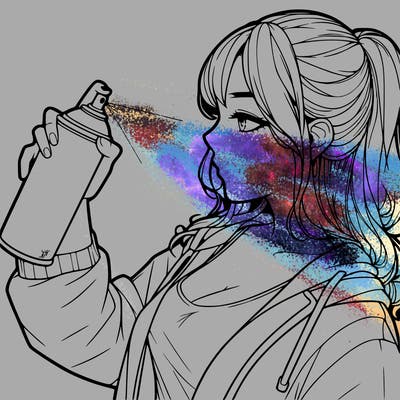 a realistic girl spray, painting