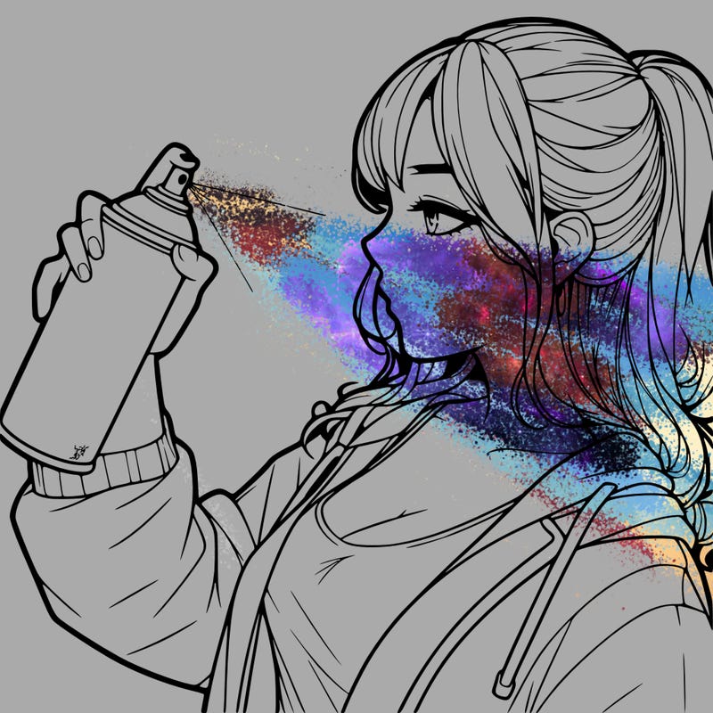 a realistic girl spray, painting