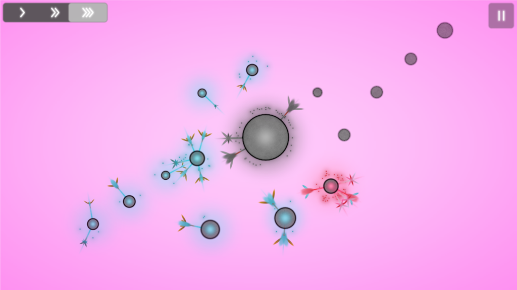 Eufloria HD - Gameplay screenshot of Eufloria HD showing seed-like creatures and organic structures on a pink background