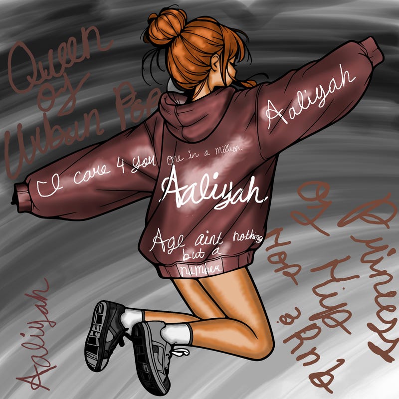 realistic girl jumping with a bun and oversized sweatshirt