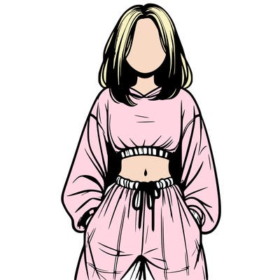 realistic girl faceless with baggy pants and a crop top
