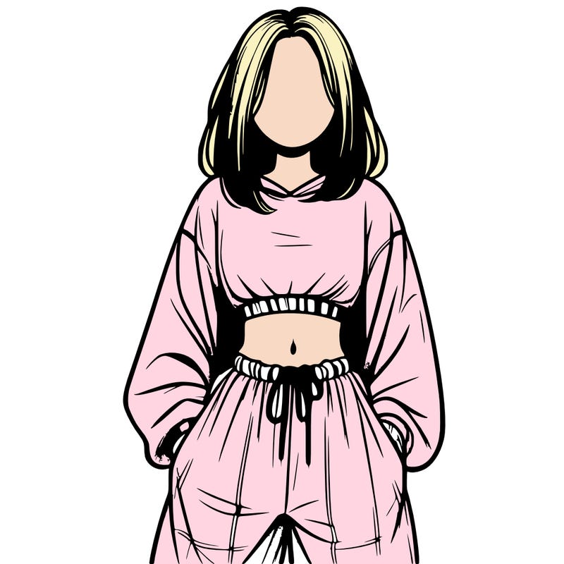 realistic girl faceless with baggy pants and a crop top