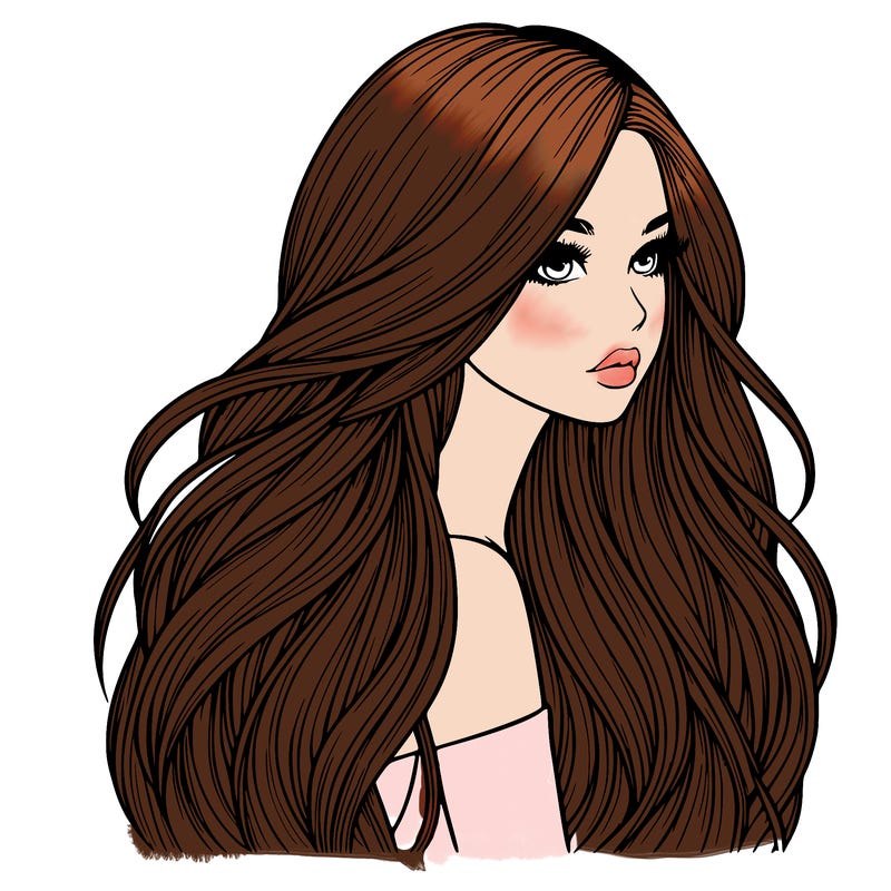 realistic girl with long realistic hair