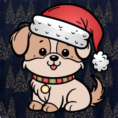 cute dog with santa hat