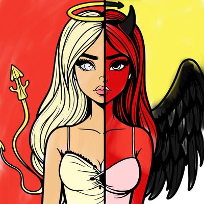 devil vs angel realistic girl