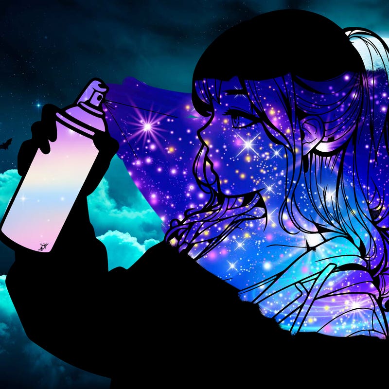 a realistic girl spray, painting