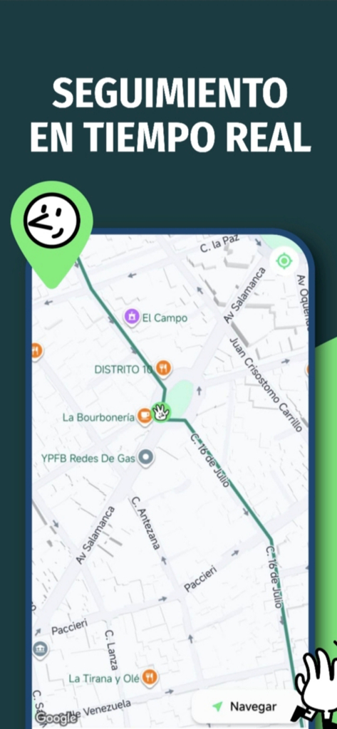 CareDriver - Pide un Conductor - Real time vehicle tracking interface on the CareDriver app map screen