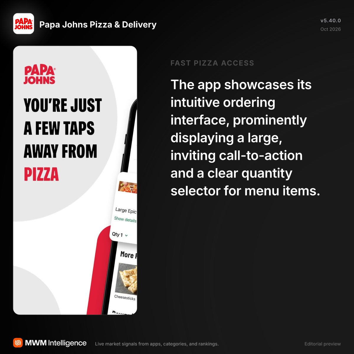 Papa Johns Pizza & Delivery - Food & Drink App | MWM