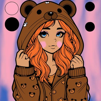 realistic girl in a animal pjs hoodie