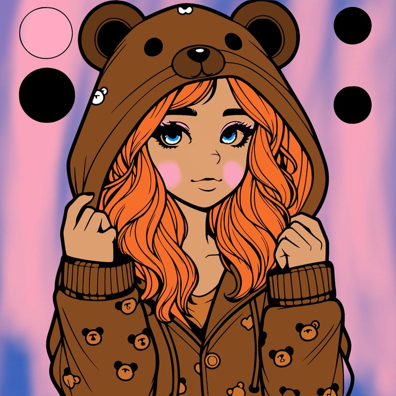 realistic girl in a animal pjs hoodie