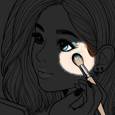 a realistic girl doing her makeup