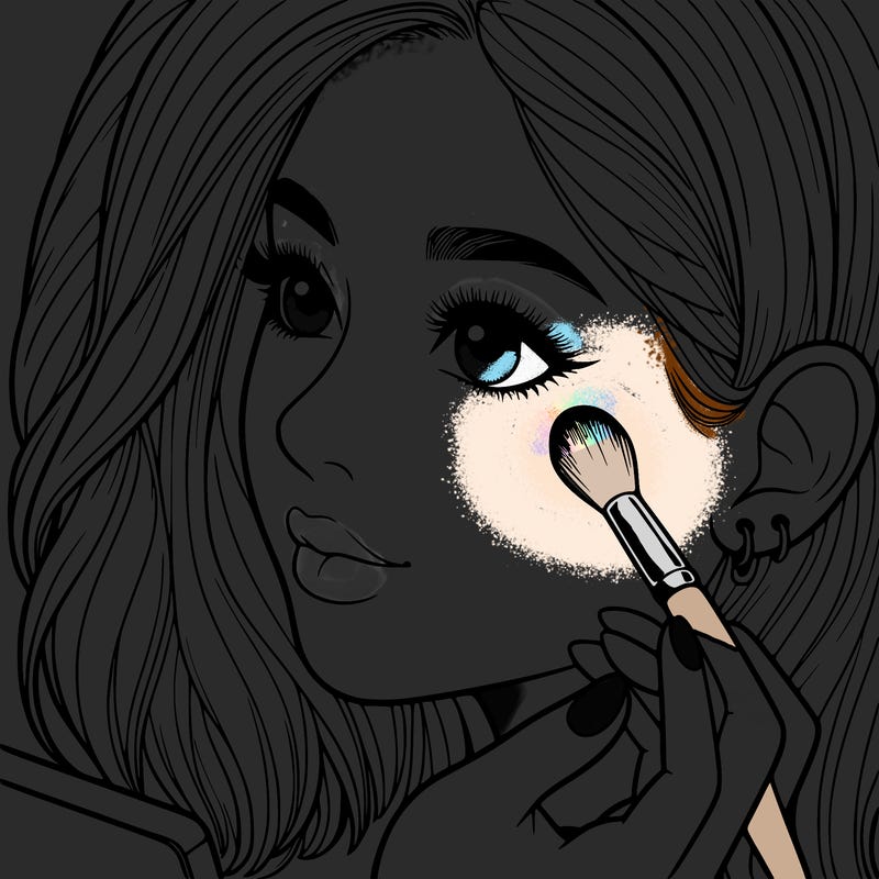 a realistic girl doing her makeup