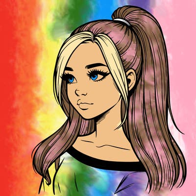 realistic girl with a high ponytail