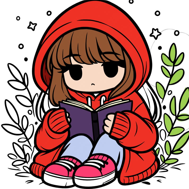girl in oversized hoodie reading a book