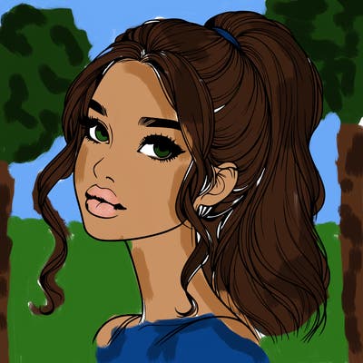 realistic girl with a ponytail on her hair and lips