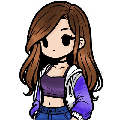 girl with long hair crop top and jacket
