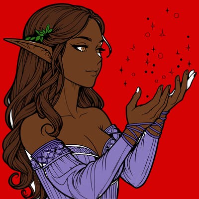 realistic elf girl doing magic