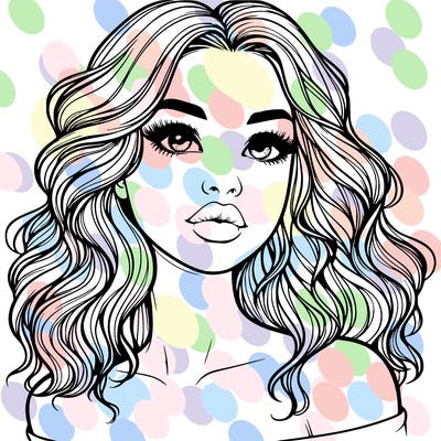 realistic girl with wavy hair and lips