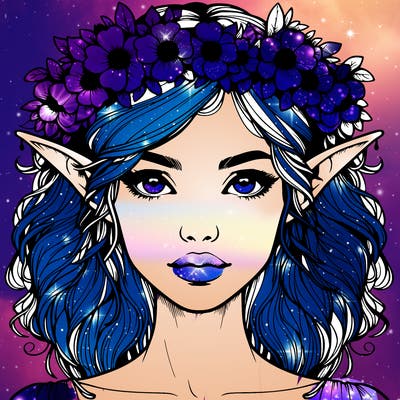 realistic female elf with flower crown