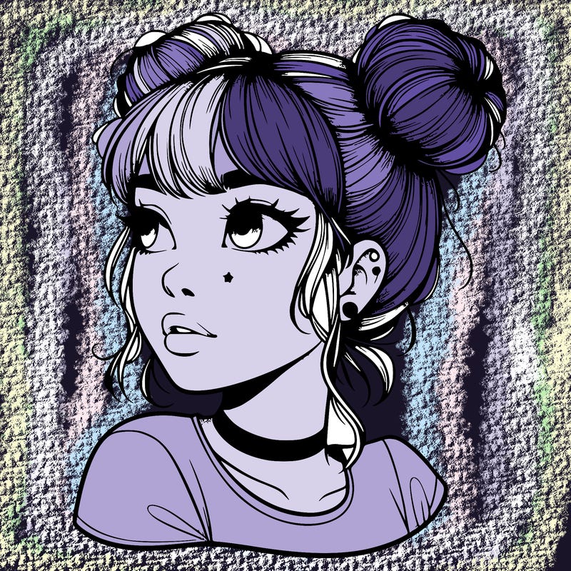 realistic girl with spacebuns