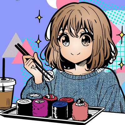 manga girl who loves sushi