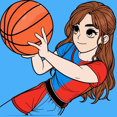 realistic girl playing basketball