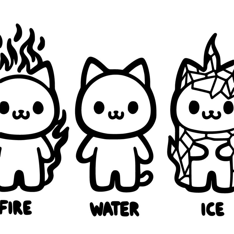 three element cats one fire one water, one ice.