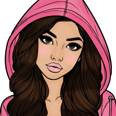 realistic beautiful girl with a hood on