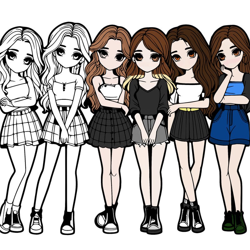 a group of girls realistic