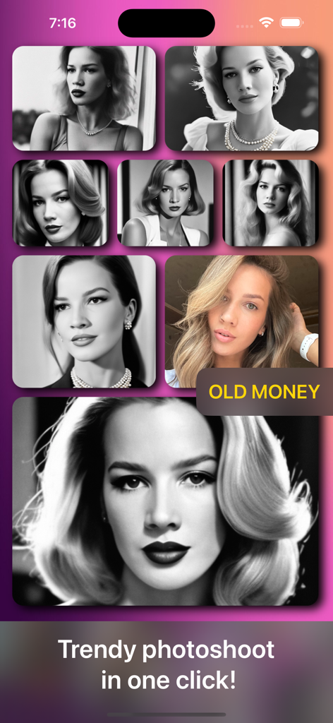 Aisma: AI Avatar & Photo Maker - Colección de avatares generados por IA en la estética 'old money' creados con la aplicación Aisma.