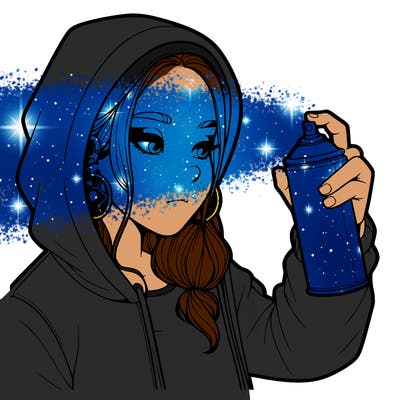 a realistic girl, spray painting