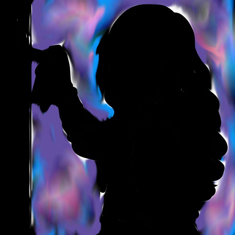 realistic girl with mask spray painting a wall