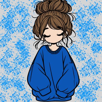 girl with baggy sweatshirt and messy bun