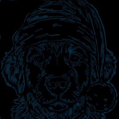 realistic dog with a christmas hat