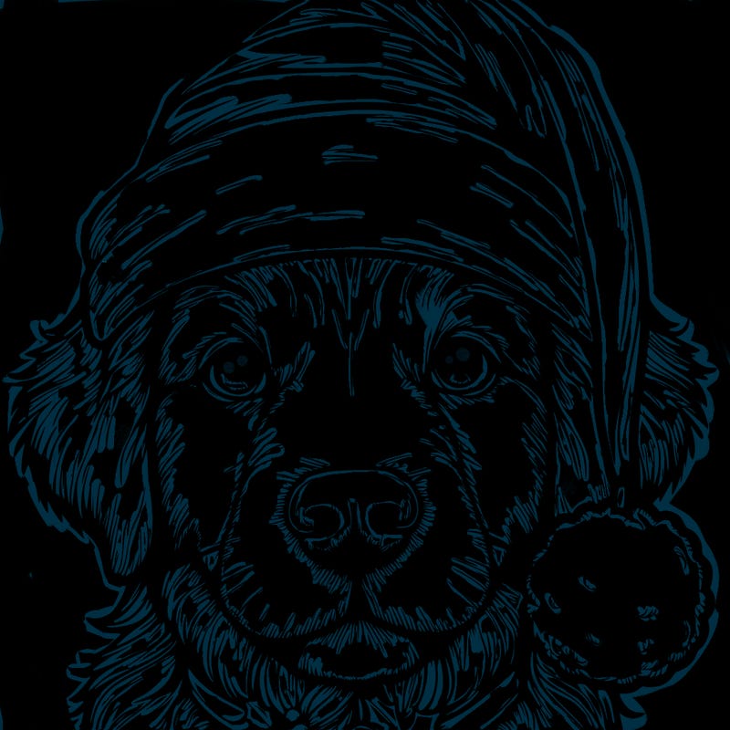 realistic dog with a christmas hat