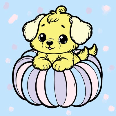 cute little puppy in a pumpkin