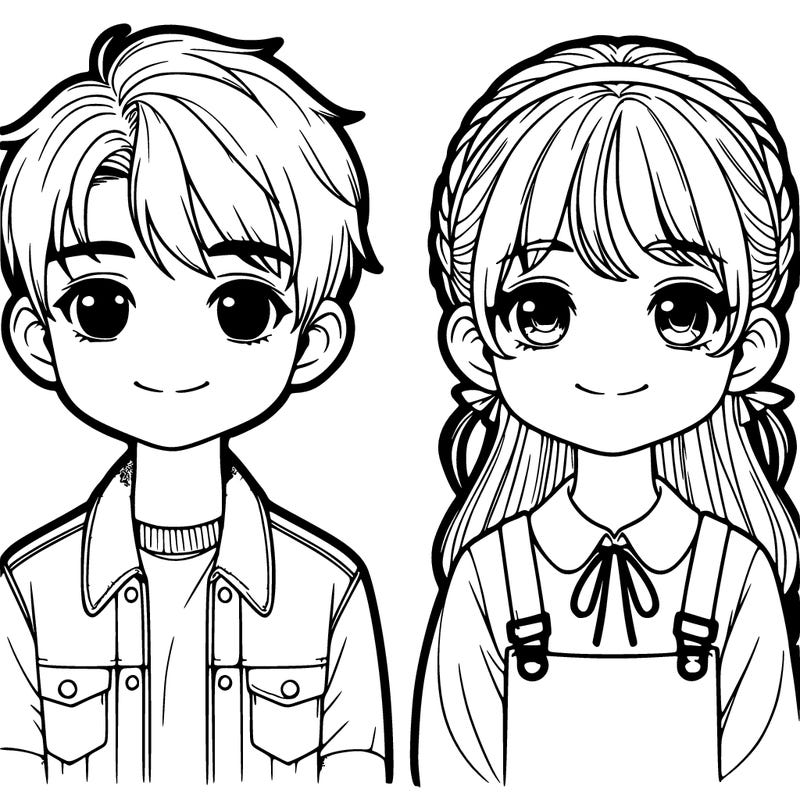 realistic boy and girl