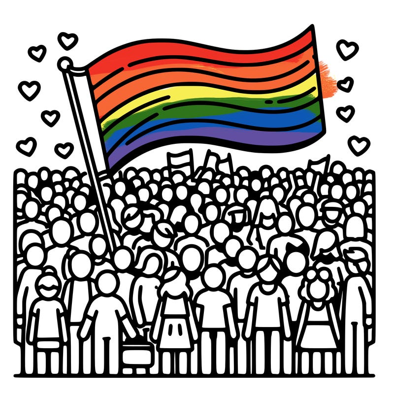 lgbtq flag with people