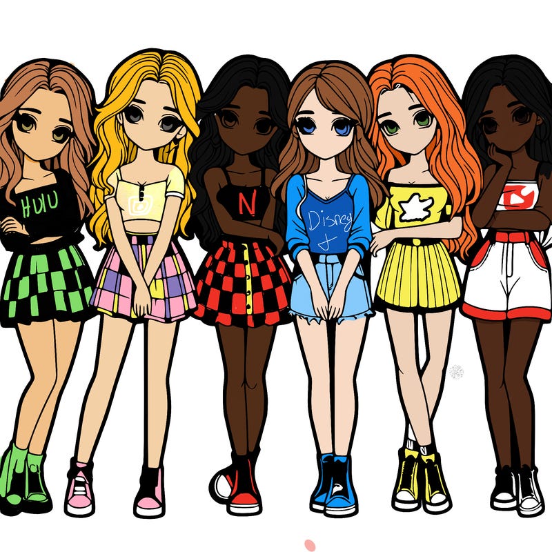 a group of girls realistic