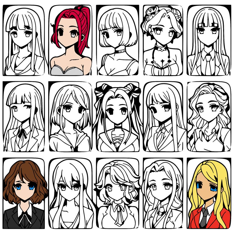 girls that look diffrent anime