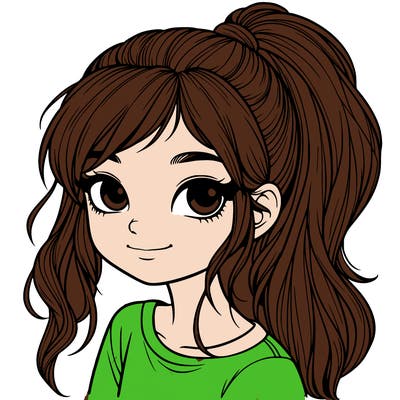 realistic girl with ponytail