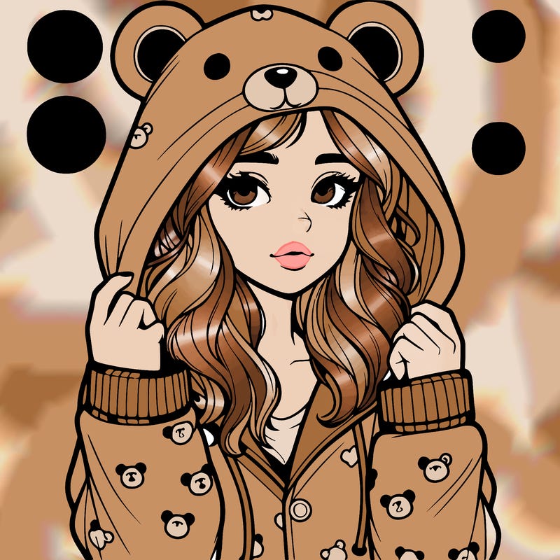 realistic girl in a animal pjs hoodie