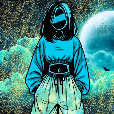 realistic girl faceless with baggy pants and a crop top